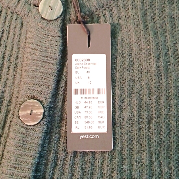 NEW WITH TAGS! Yest 8 Dark Forest Green Button Up Sweater (4454) - Picture 8 of 8